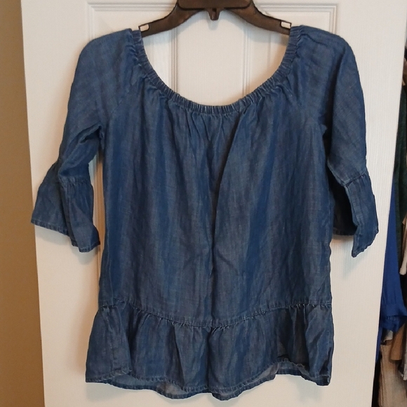 Blue Rain Denim Blue Floral Blouse - Picture 3 of 4